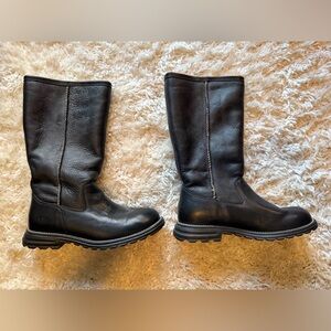 UGG Black Leather Mid-Calf Boots